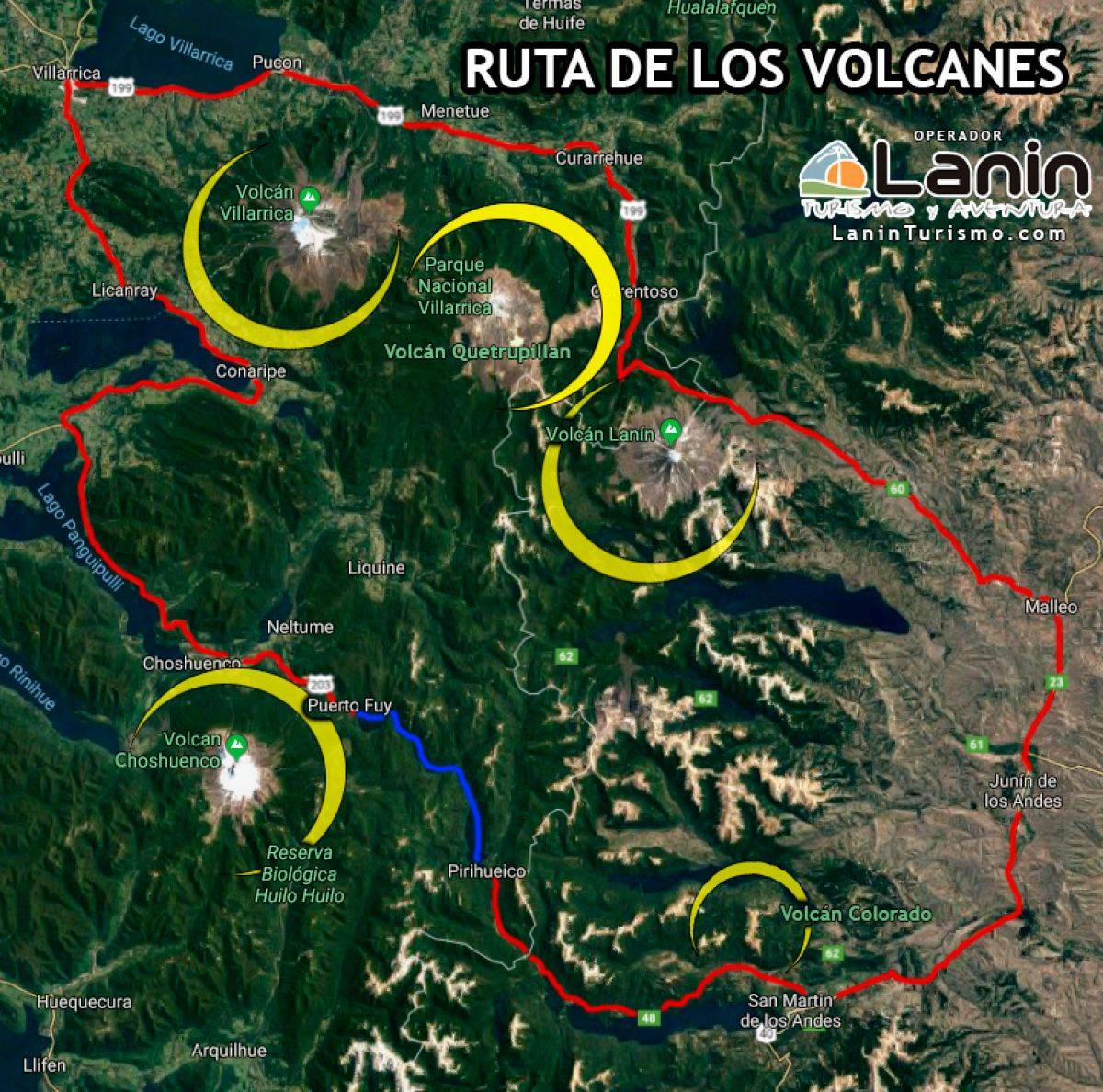 Mapa ruta de los volcanes